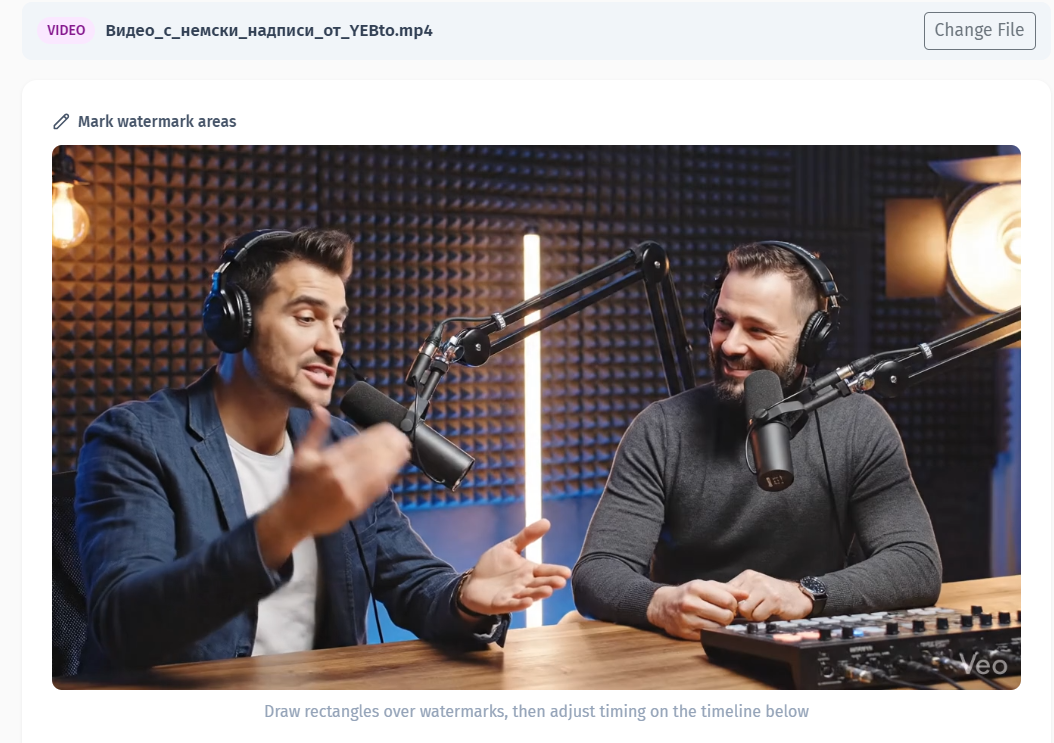 Veo-Video zu YEB Watermark hochladen