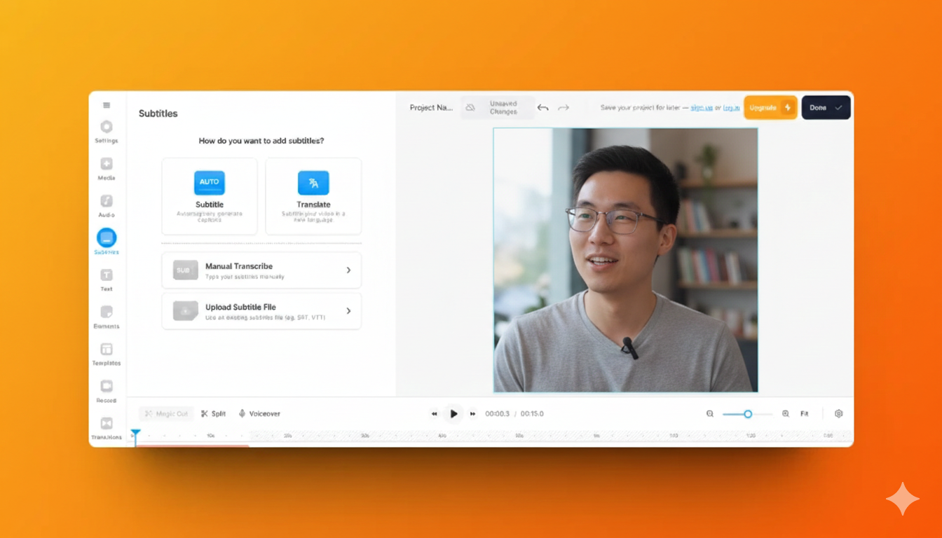 Edytor wideo VEED.io w przegladarce z napisami