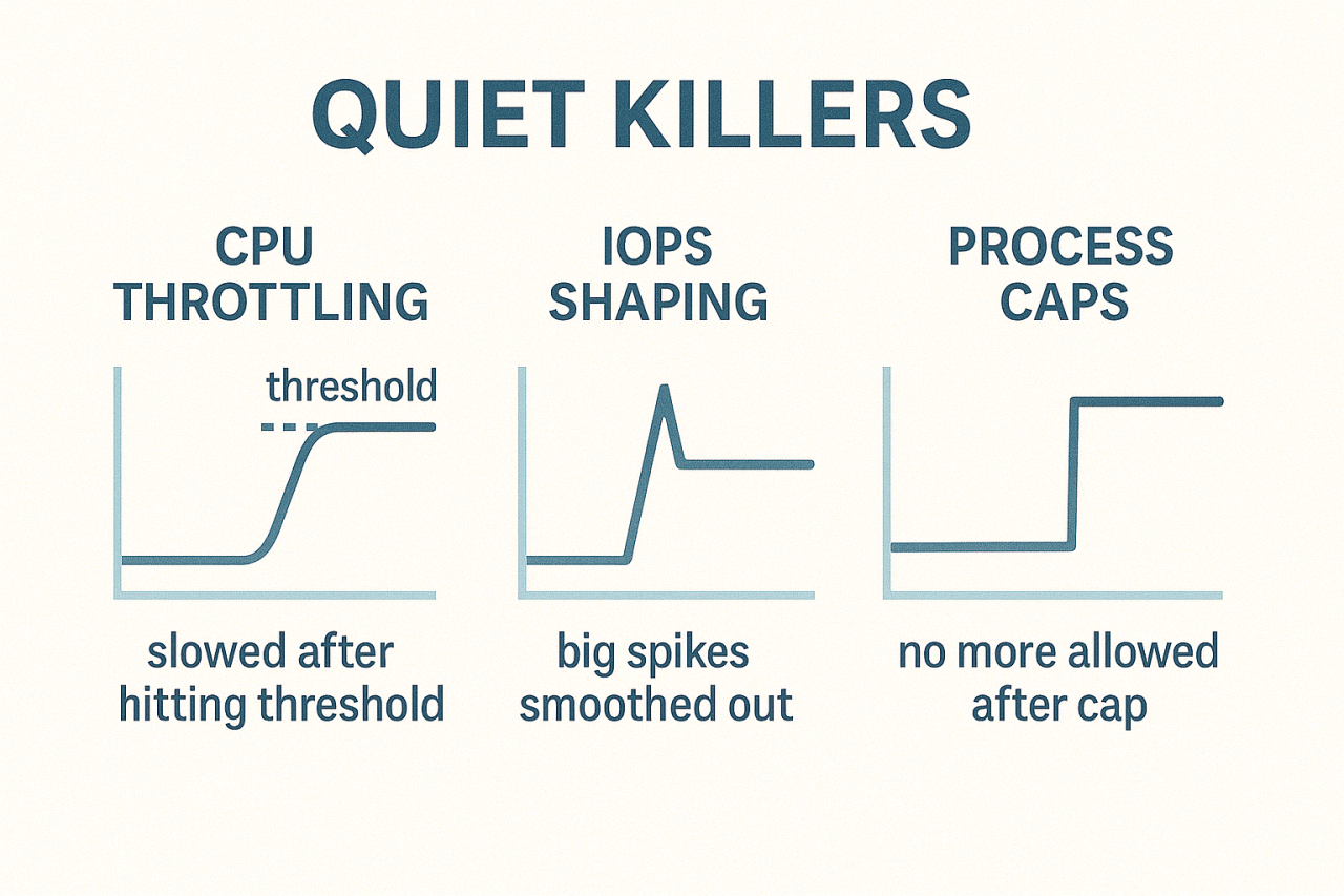 The quiet killers: CPU throttling, IOPS shaping, and process caps